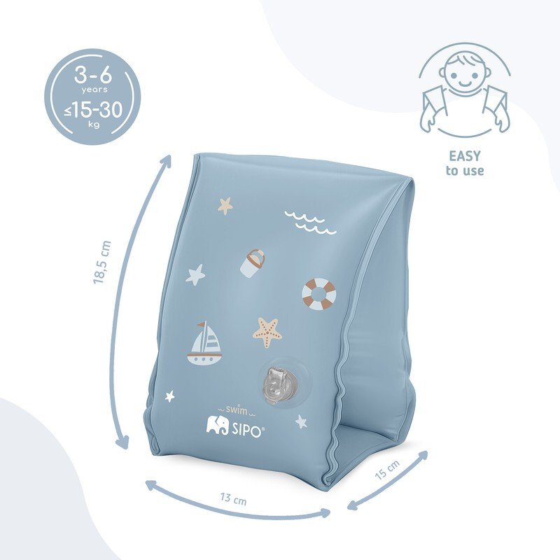 Sipo Aripioare gonflabile de inot Blue sustinatoare pentru copii 3-6 ani 15-30 kg