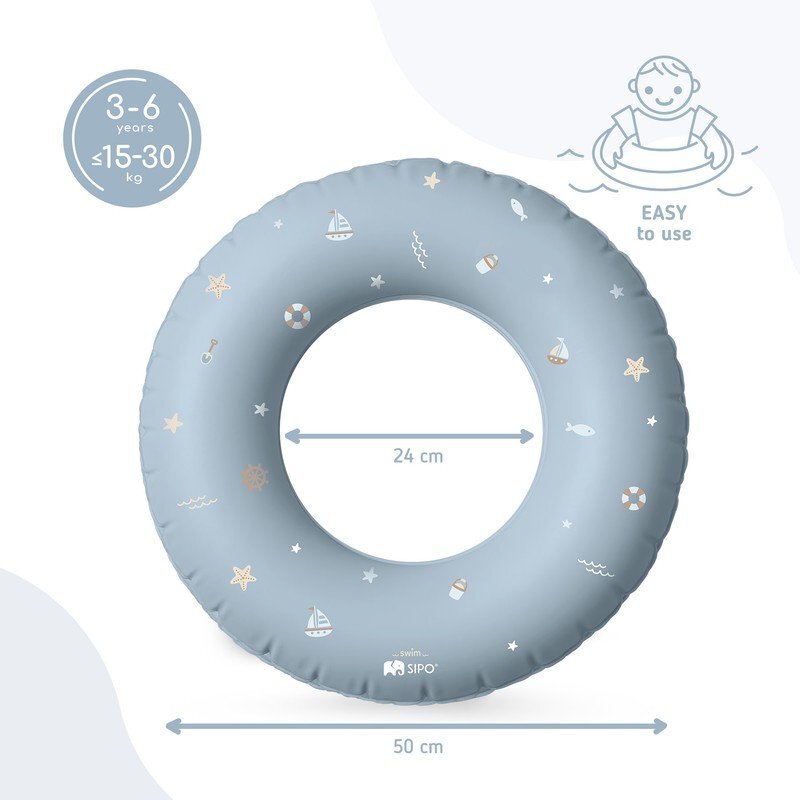 Sipo Colac gonflabil de inot Blue 50 cm pentru copii 3-6 ani 15-30 kg