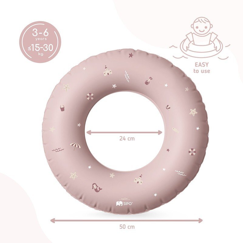 Sipo Colac gonflabil de inot Pink 50 cm pentru copii 3-6 ani 15-30 kg