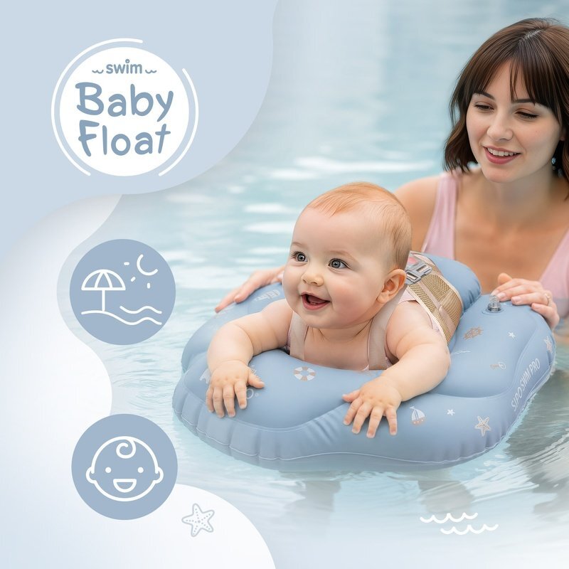 Sipo Colac gonflabil de inot Swim Pro Blue sustinator pentru bebelusi 6-36 luni 11-18 kg