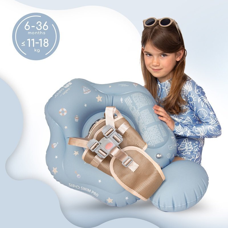 Sipo Colac gonflabil de inot Swim Pro Blue sustinator pentru bebelusi 6-36 luni 11-18 kg