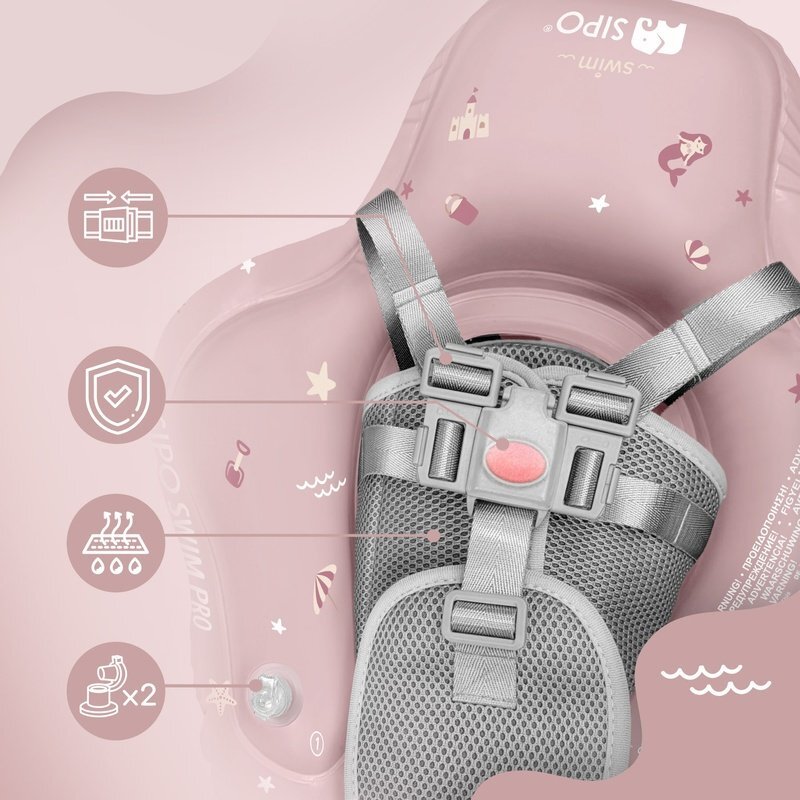 Sipo Colac gonflabil de inot Swim Pro Pink sustinator pentru bebelusi 6-36 luni 11-18 kg