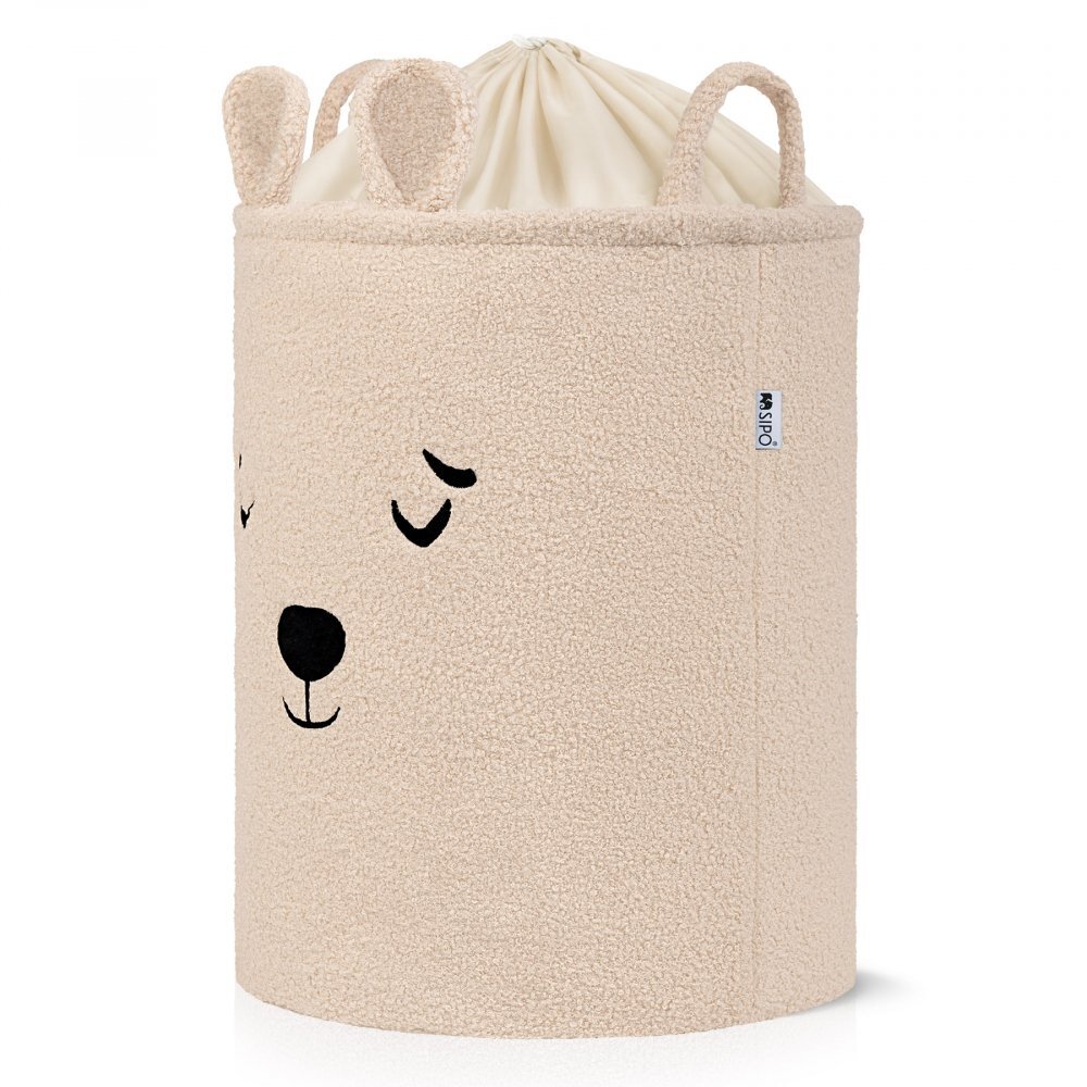 Sipo Cos pliabil cu manere rezistente Premium Fluffy Toy Boucle Bear Beige 43 litri