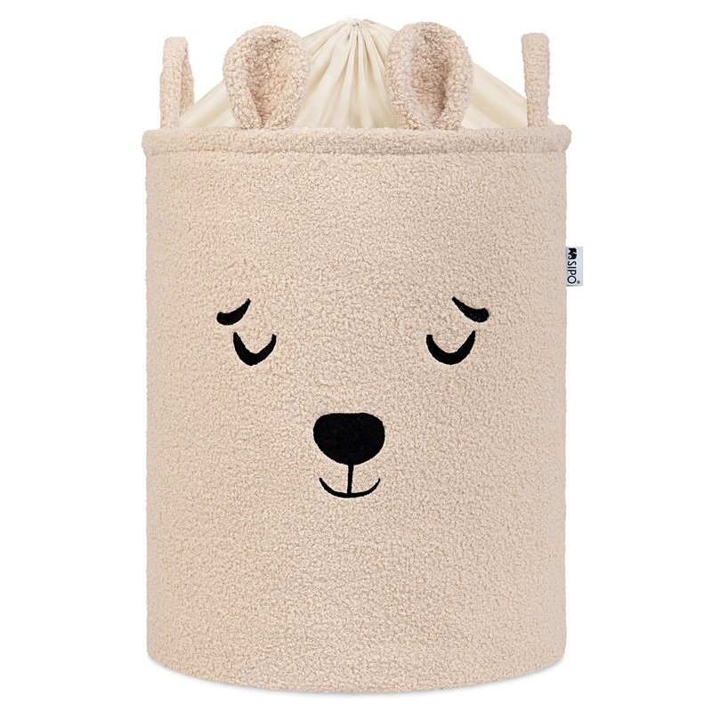 Sipo Cos pliabil cu manere rezistente Premium Fluffy Toy Boucle Bear Beige 43 litri