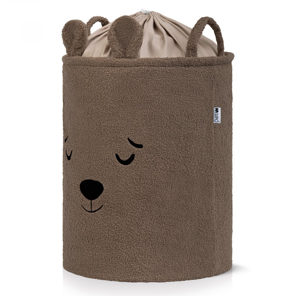 Sipo Cos pliabil cu manere rezistente Premium Fluffy Toy Boucle Bear Brown 43 litri