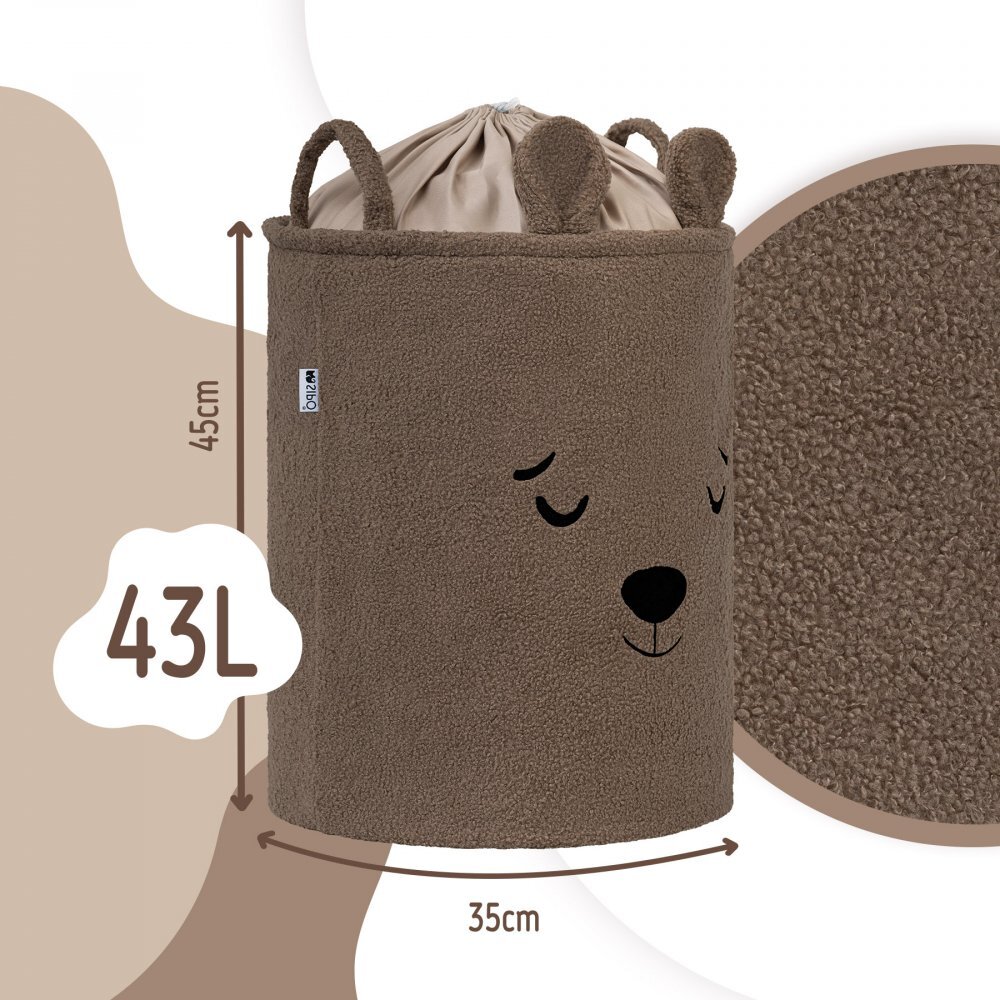 Sipo Cos pliabil cu manere rezistente Premium Fluffy Toy Boucle Bear Brown 43 litri