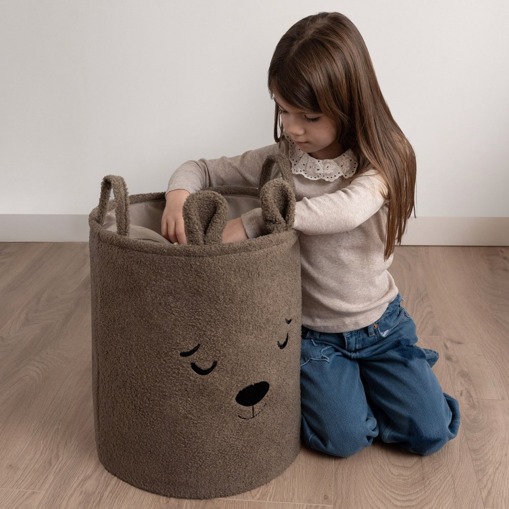 Sipo Cos pliabil cu manere rezistente Premium Fluffy Toy Boucle Bear Brown 43 litri