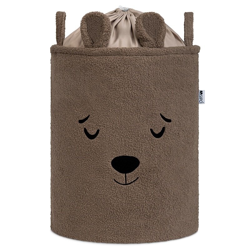 Sipo Cos pliabil cu manere rezistente Premium Fluffy Toy Boucle Bear Brown 43 litri