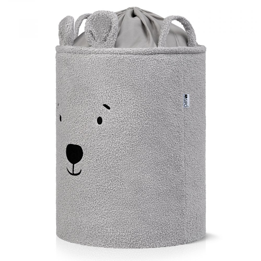 Sipo Cos pliabil cu manere rezistente Premium Fluffy Toy Boucle Bear Grey 43 litri