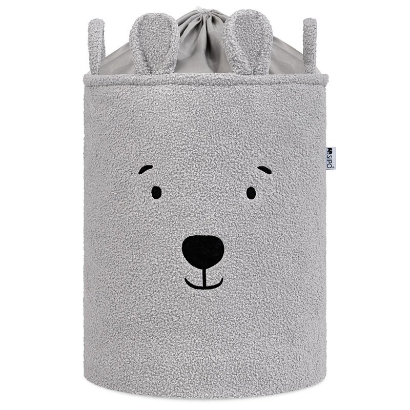 Sipo Cos pliabil cu manere rezistente Premium Fluffy Toy Boucle Bear Grey 43 litri