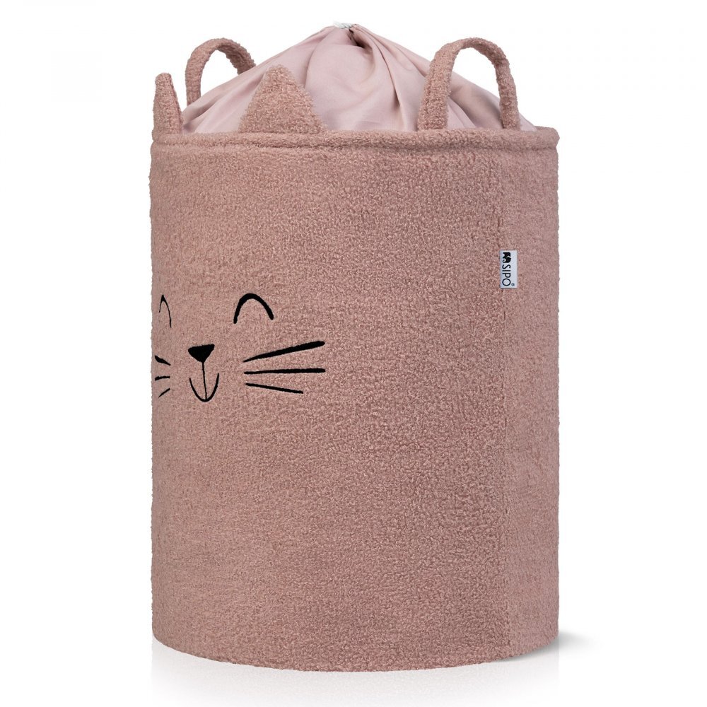 Sipo Cos pliabil cu manere rezistente Premium Fluffy Toy Boucle Cat Pink 43 litri