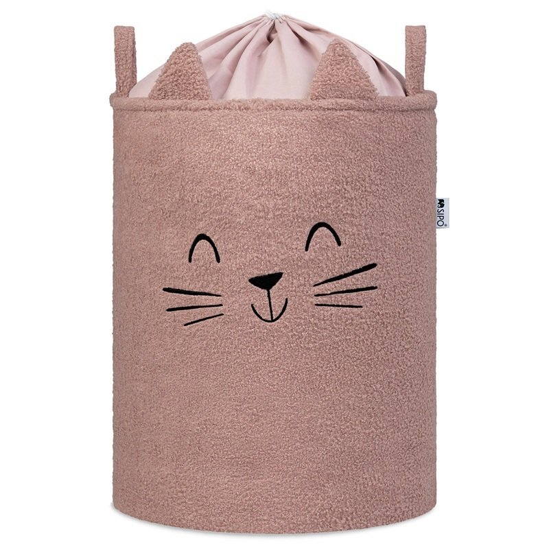 Sipo Cos pliabil cu manere rezistente Premium Fluffy Toy Boucle Cat Pink 43 litri