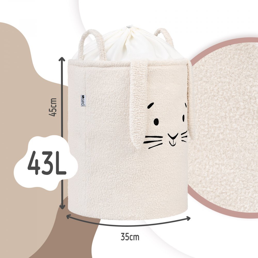 Sipo Cos pliabil cu manere rezistente Premium Fluffy Toy Boucle Rabbit Cream 43 litri