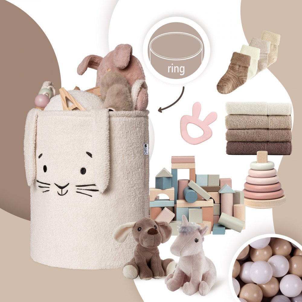 Sipo Cos pliabil cu manere rezistente Premium Fluffy Toy Boucle Rabbit Cream 43 litri