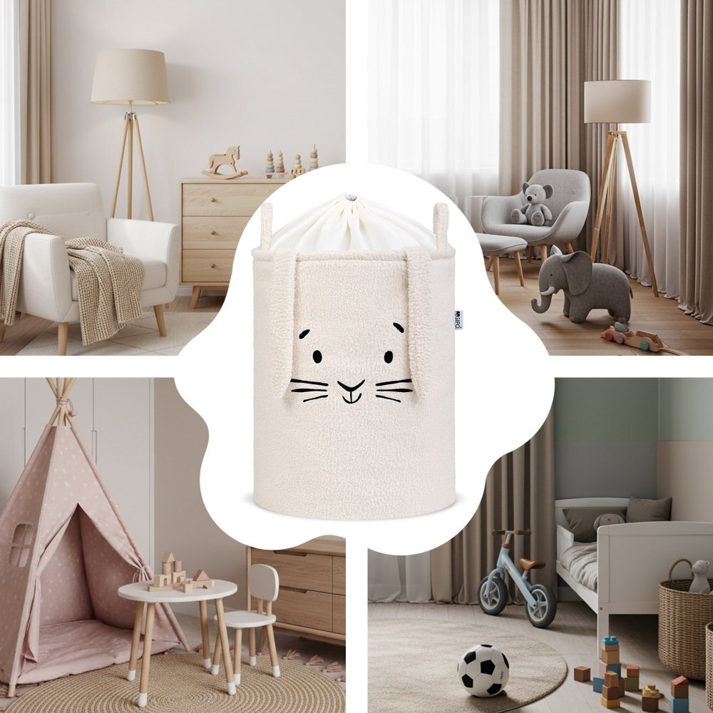 Sipo Cos pliabil cu manere rezistente Premium Fluffy Toy Boucle Rabbit Cream 43 litri