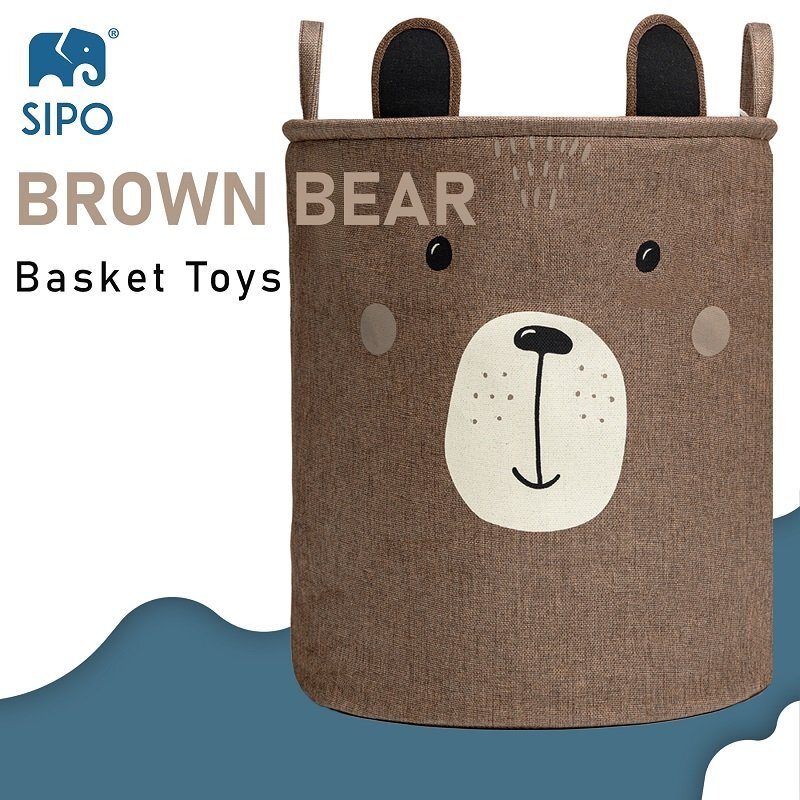 Sipo Cos pliabil pentru depozitare jucarii cu snur pentru inchidere Premium xl Brown Bear