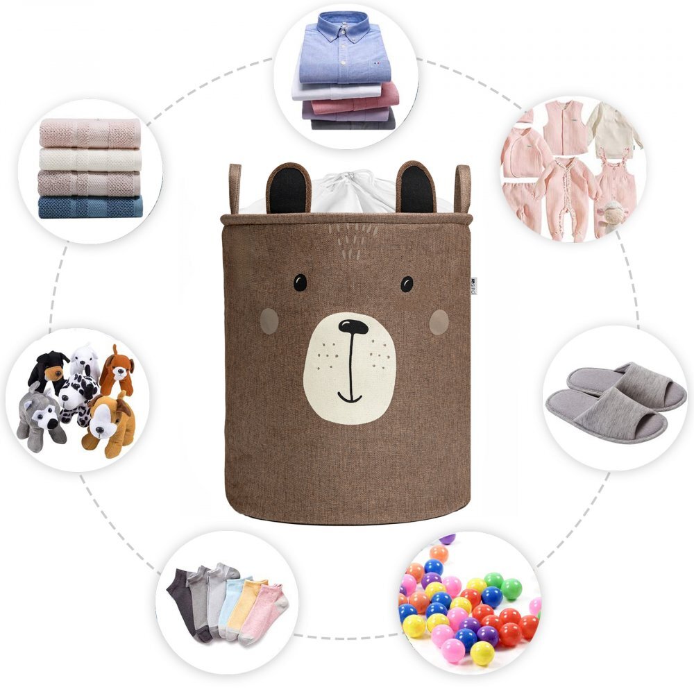 Sipo Cos pliabil pentru depozitare jucarii cu snur pentru inchidere Premium xl Brown Bear