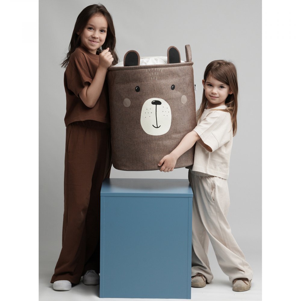 Sipo Cos pliabil pentru depozitare jucarii cu snur pentru inchidere Premium xl Brown Bear