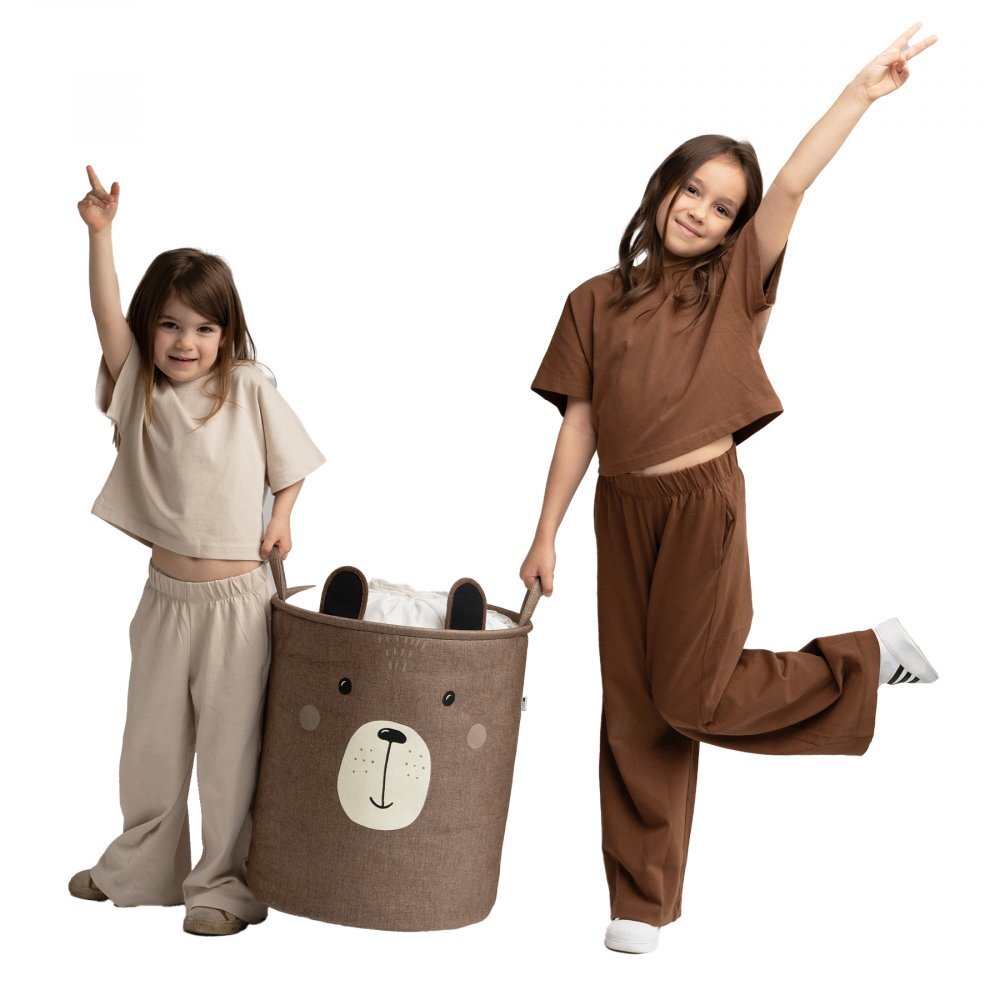 Sipo Cos pliabil pentru depozitare jucarii cu snur pentru inchidere Premium xl Brown Bear