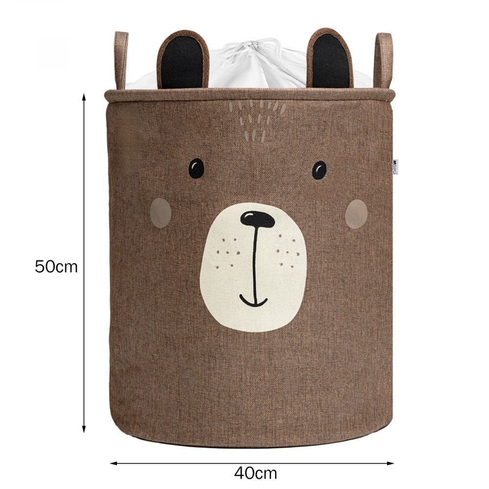 Sipo Cos pliabil pentru depozitare jucarii cu snur pentru inchidere Premium xl Brown Bear