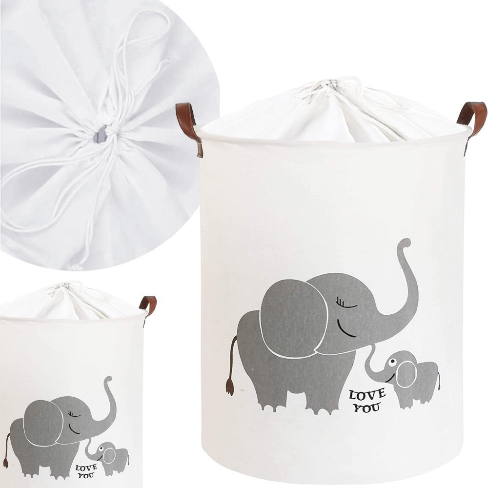 Sipo Cos pliabil pentru jucarii si rufe 35x42 cm bumbac 43l Elefant
