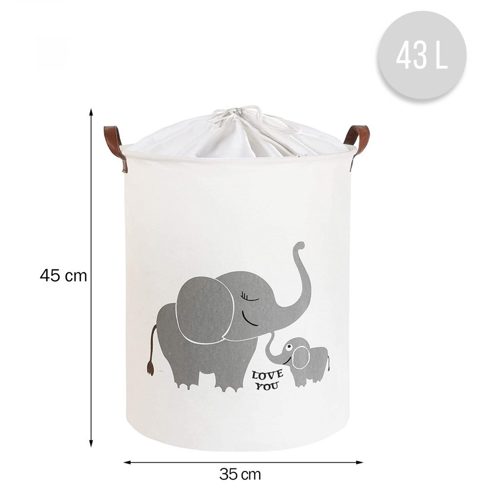 Sipo Cos pliabil pentru jucarii si rufe 35x42 cm bumbac 43l Elefant