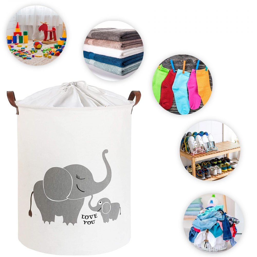 Sipo Cos pliabil pentru jucarii si rufe 35x42 cm bumbac 43l Elefant