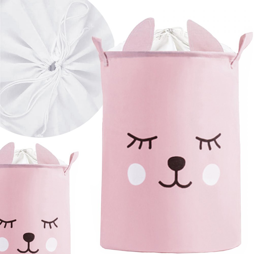 Sipo Cos pliabil pentru jucarii si rufe 35x42 cm bumbac 43l Pink Bear