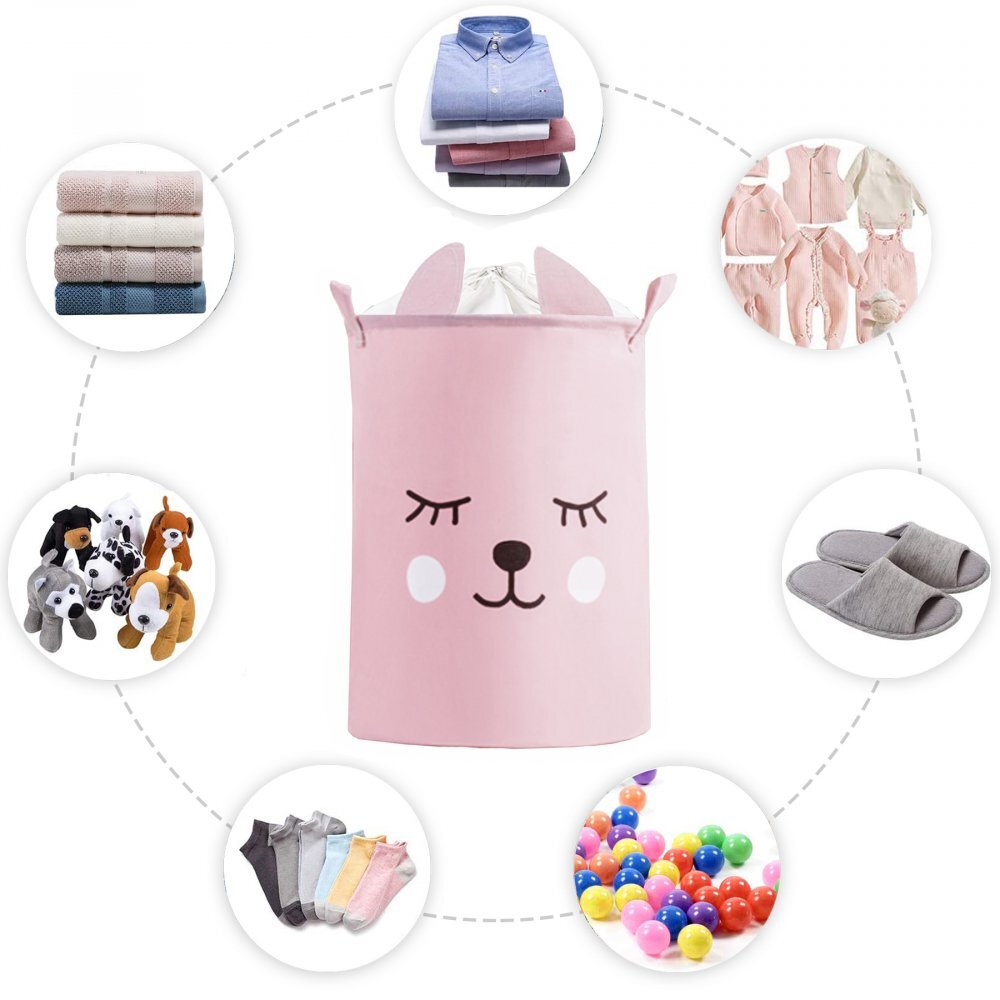 Sipo Cos pliabil pentru jucarii si rufe 35x42 cm bumbac 43l Pink Bear