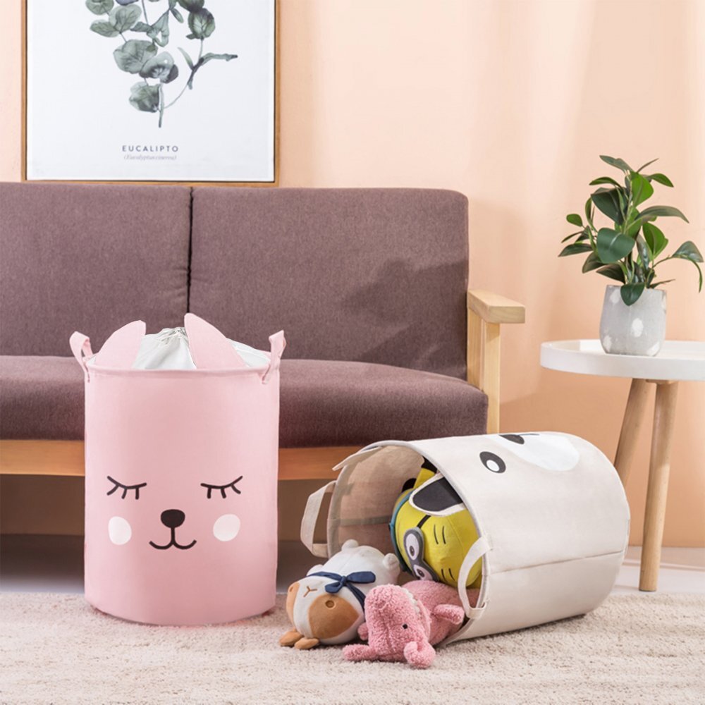 Sipo Cos pliabil pentru jucarii si rufe 35x42 cm bumbac 43l Pink Bear
