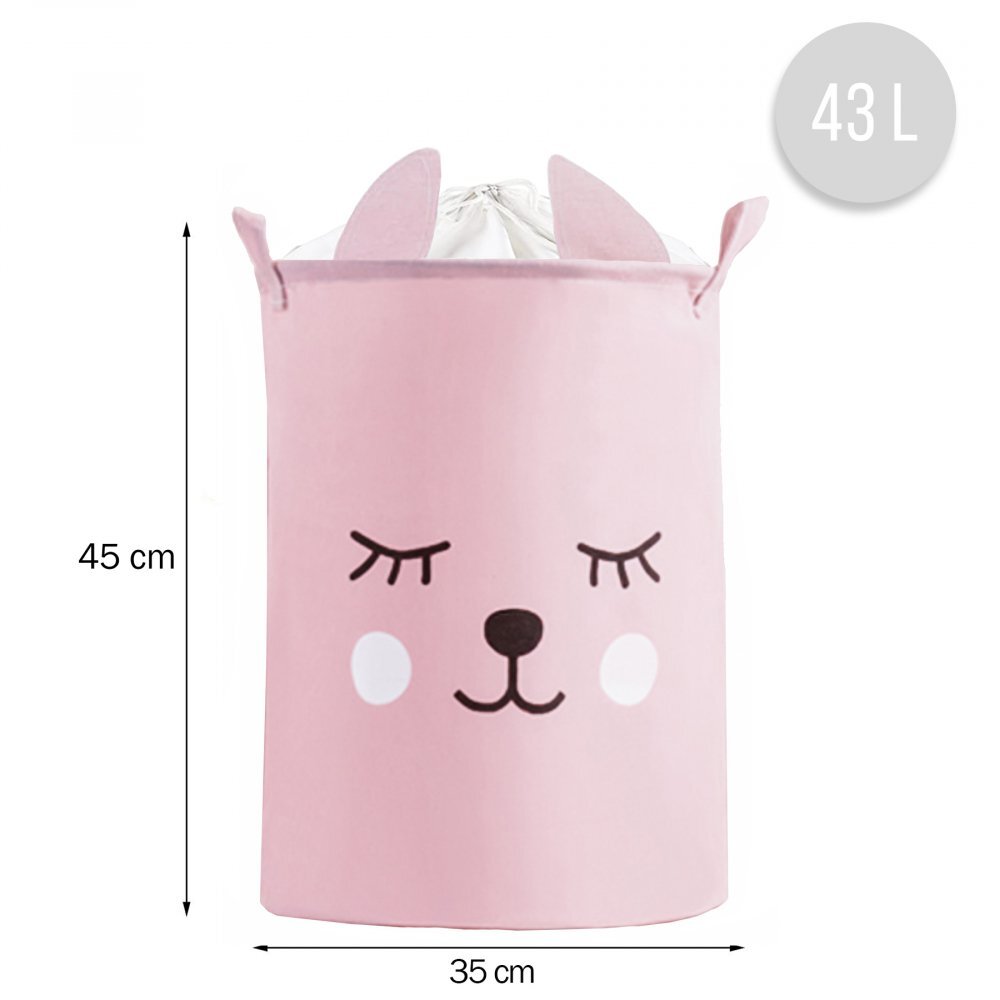 Sipo Cos pliabil pentru jucarii si rufe 35x42 cm bumbac 43l Pink Bear