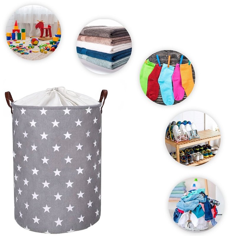 Sipo Cos pliabil pentru jucarii si rufe 35x42 cm bumbac 43l Stars
