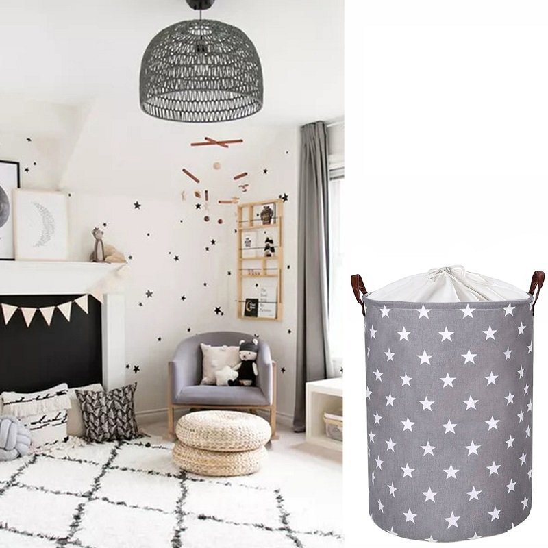 Sipo Cos pliabil pentru jucarii si rufe 35x42 cm bumbac 43l Stars