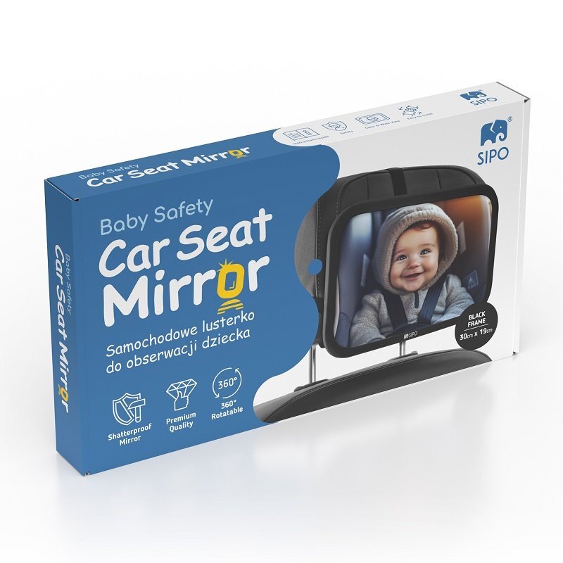 Sipo Oglinda auto supraveghere bebe 360 grade 30x20 cm negru