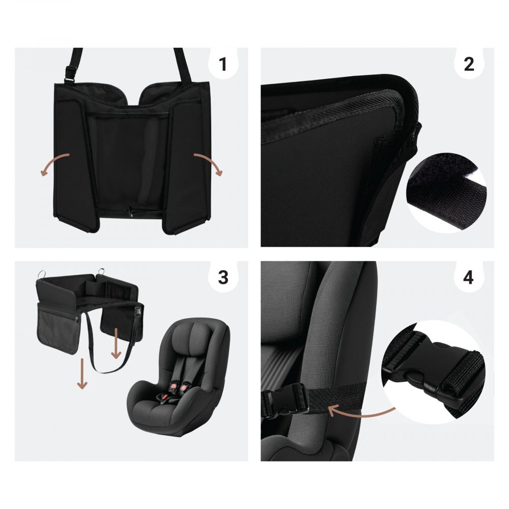Sipo Organizator tavita de calatorie pentru scaun auto Negru