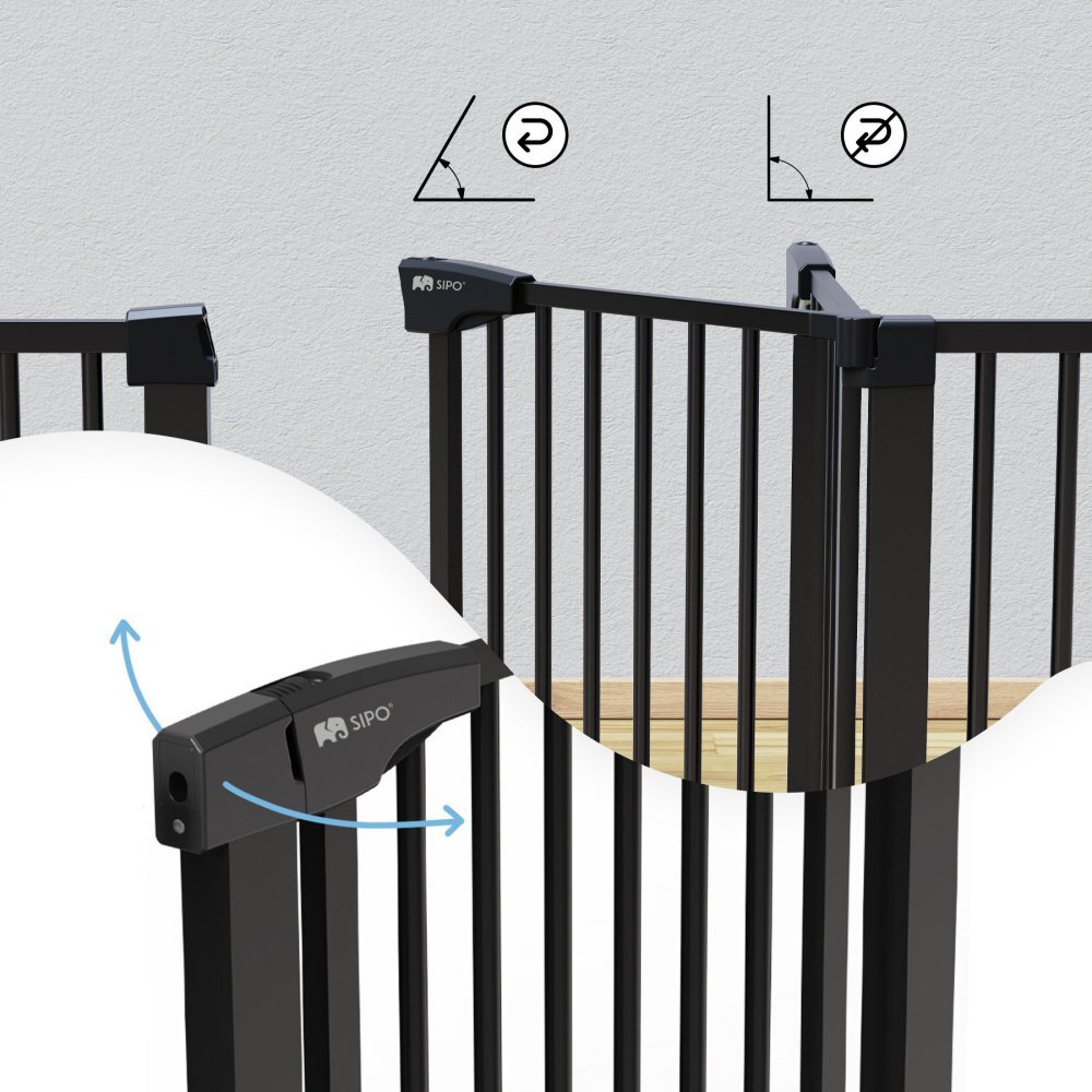Sipo Poarta de siguranta pentru scari Black operare cu o mana 75-103 cm