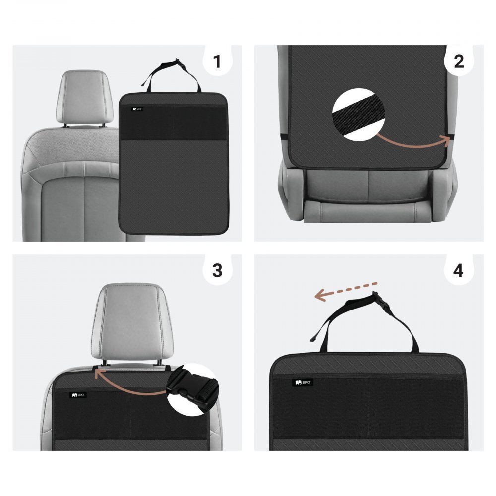 Sipo Protectie anti-lovituri pentru scaun auto Negru