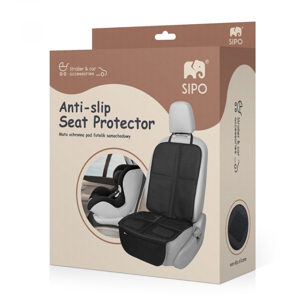 Sipo Protectie scaun auto cu strat antialunecare din silicon Negru