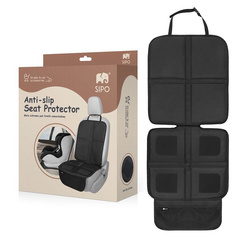 Sipo Protectie scaun auto cu strat antialunecare din silicon Negru