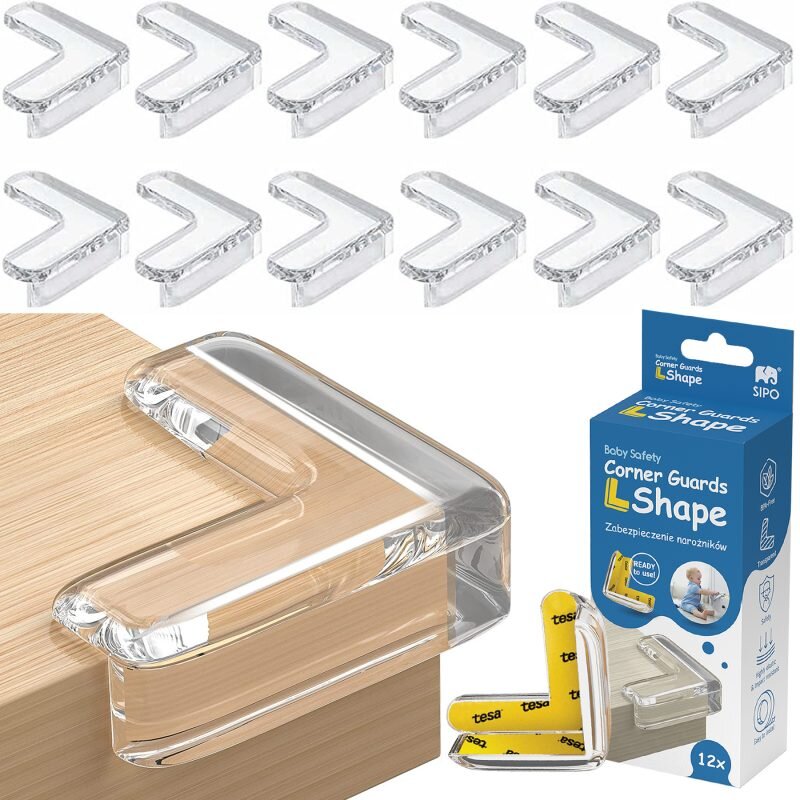 Sipo Set 12 coltare din silicon Baby Safety pentru protectie ridicata la colturile mobilei triunghi