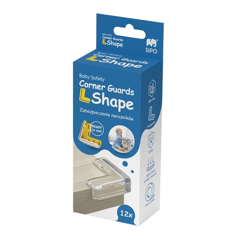 Sipo Set 12 coltare din silicon Baby Safety pentru protectie ridicata la colturile mobilei triunghi