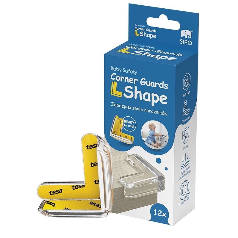 Sipo Set 12 coltare din silicon Baby Safety pentru protectie ridicata la colturile mobilei triunghi