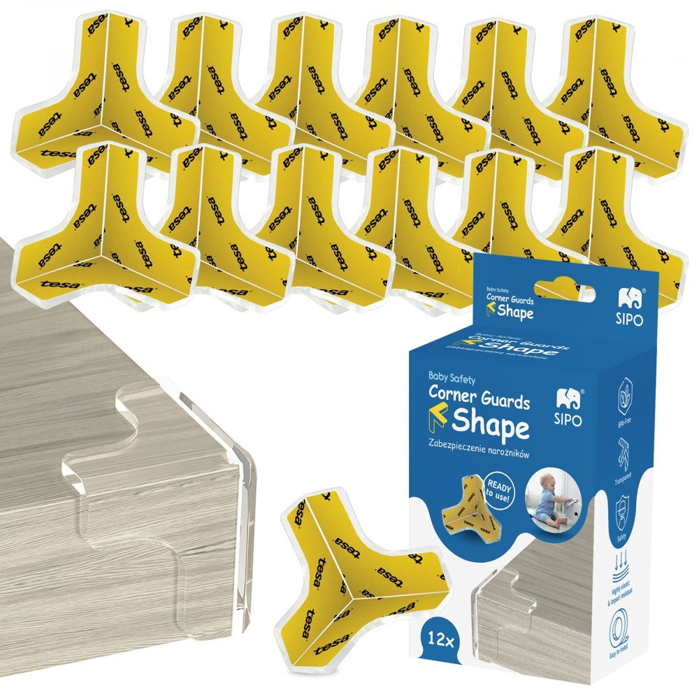 Sipo Set 12 coltare din silicon pentru colturi forma T fixare cu adeziv puternic Tesa fara urme