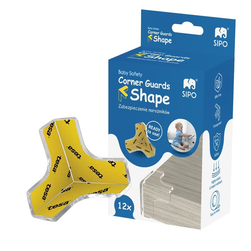 Sipo Set 12 coltare din silicon pentru colturi forma T fixare cu adeziv puternic Tesa fara urme
