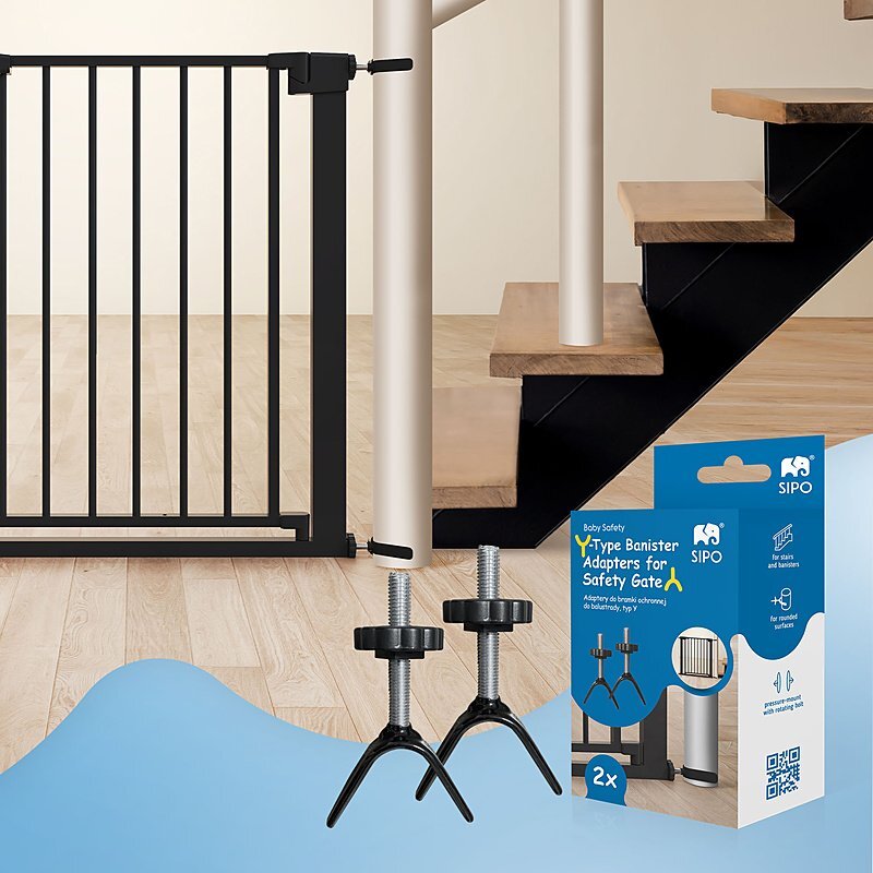 Sipo Set 2 adaptoare tip Y pentru porti de siguranta pentru scari si balustrade Negru