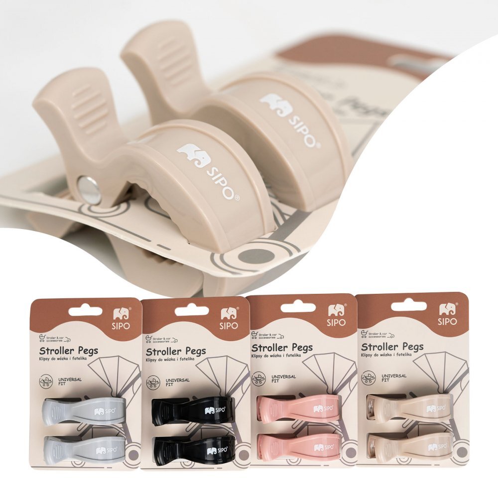 Sipo Set 2 cleme multifunctionale pentru carucior Beige