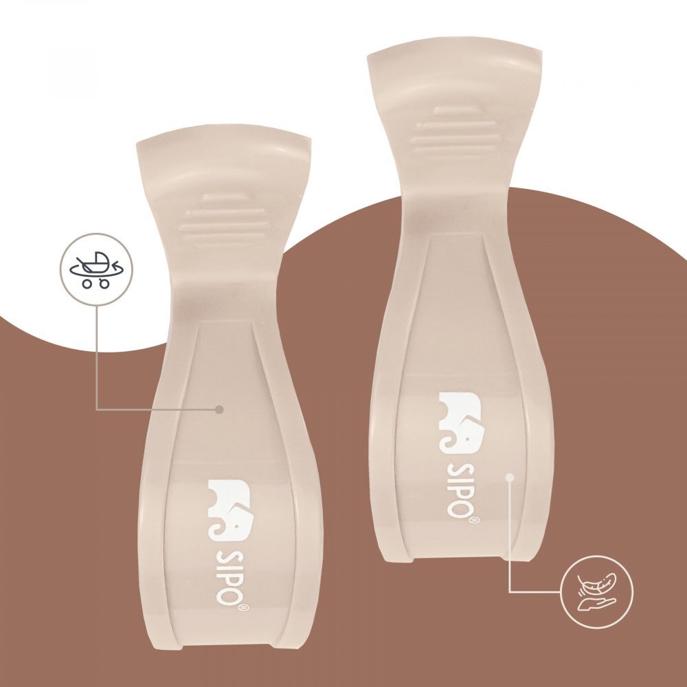 Sipo Set 2 cleme multifunctionale pentru carucior Beige