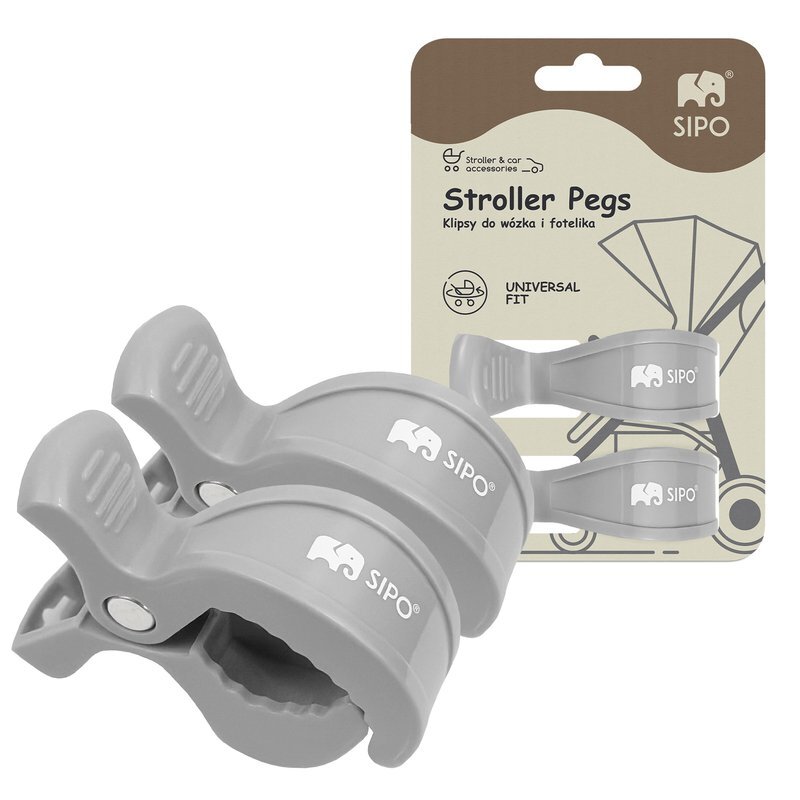 Sipo Set 2 cleme multifunctionale pentru carucior Grey