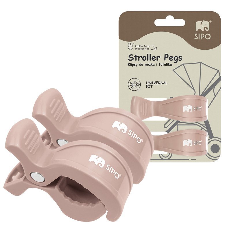 Sipo Set 2 cleme multifunctionale pentru carucior Pink