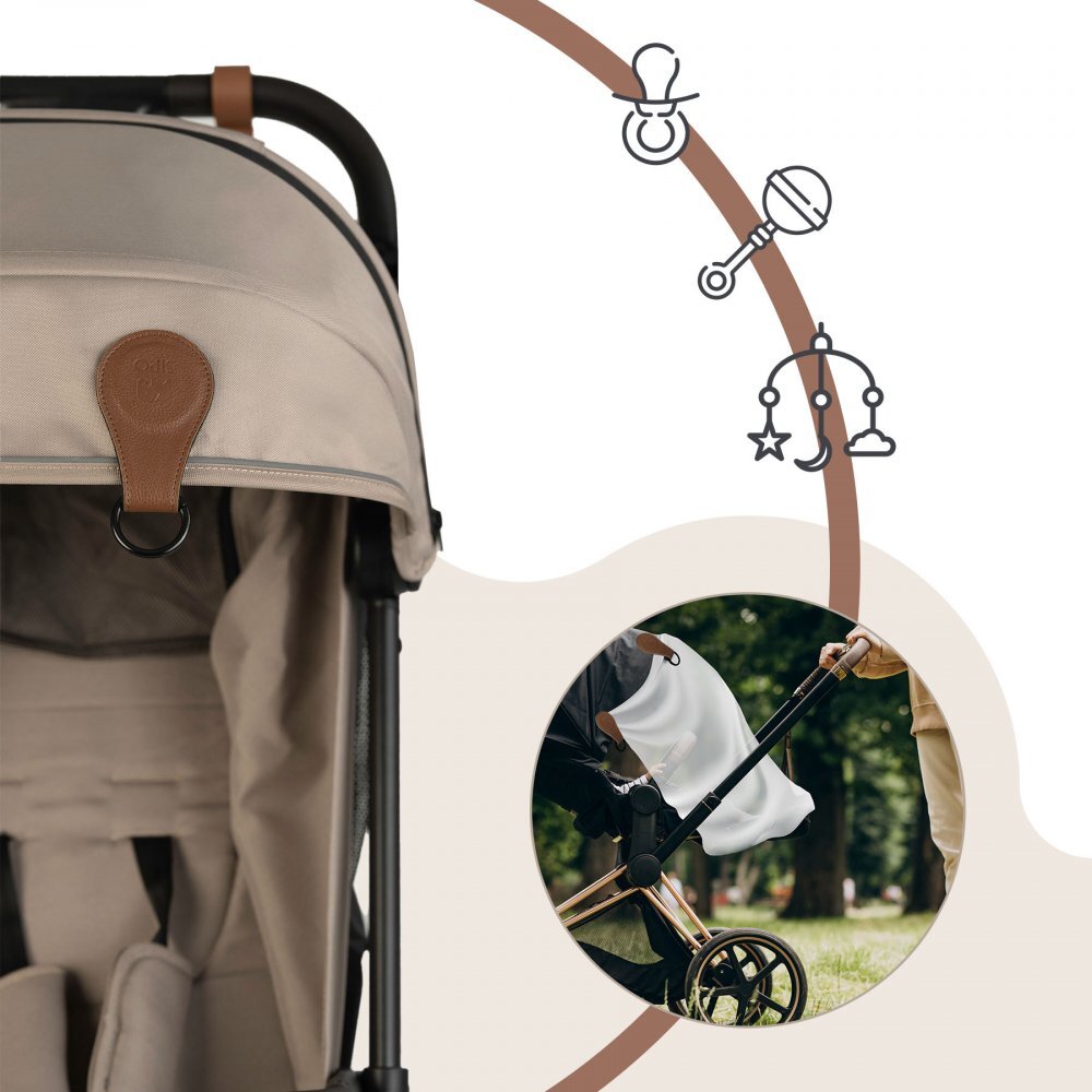 Sipo Set 2 clipsuri magnetice din piele ecologica maro pentru carucior